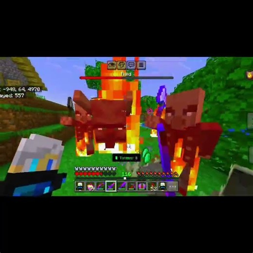 Minecraft pillager raid in village 🫂 save villagers😱 #short #shortsfeed #youtubeshorts #raidvillage