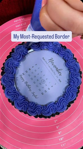 Watch me pipe my most-requested border! It’s a gorgeous, classic ruffle/swirl design, and the key technique is making a continuous ‘S’ motion with the open star piping tip. This adds the perfect frame to this calendar cake. What’s your favorite piping tip to use? #cakedecorating #pipingtechniques #buttercream #cakeborder #pipinghack #cakehacks #pipingskills #customcake #bakingvideo #caketutorial #maiahscakery #purplecake #dmvbaker #calendarcake | Maiah's Cakery