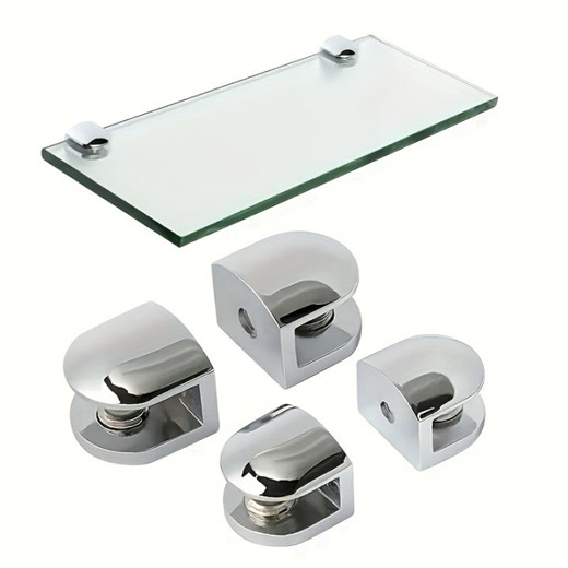 4Pcs Hardware Stainless Steel Glass Shelf Brackets Heavy Duty Adjustable Glass Support Silver Bathroom Clamp Holder | Lazada Singapore