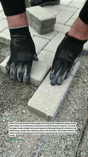 Perfect Paver Alignment Using String Line #Construction #Paving #Landscaping