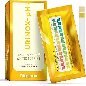 DIAGNOX pH Test Strips for Urine & Saliva - Clinical Grade pH Test Strips (4.5 to 9.0) with Longer Shelf Life [100 Tests] - Quick and Easy to Use