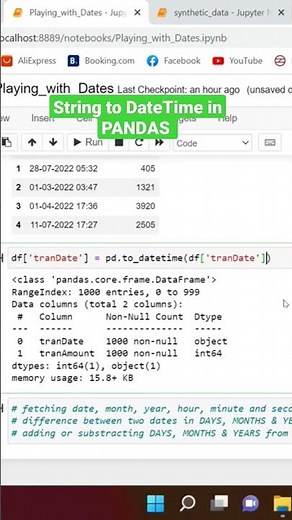 converting string to DateTime in PANDAS #datascience #python #pandas #datetime