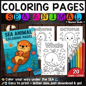 Sea Animal Coloring Pages – 20 Cute Ocean Creatures Fun Art for Kids