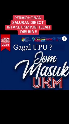 Permohonan Saluran Direct Intake UKM 2024 dibuka!