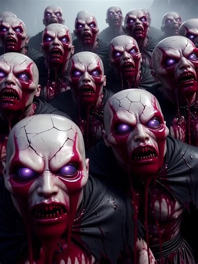 Overcrowded Red-Violet Mask Creatures #horror #scary