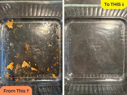 This magic pantry staple got every bit of grease off of my glass baking dish in seconds