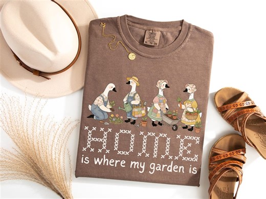 Homebody Gardening T-shirt, Funny Garden Goose Shirt, Plant Lover Gift, Grannycore Crossstitch Garden Lover Tee, Home is Where T Shirt - Etsy