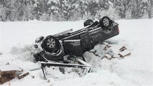 B.C. driver escapes with minor injuries after violent collision with snow plow | CBC News