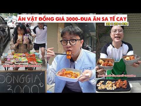 Competing to Eat Spicy Satay Tokbokki - Snacks at a Flat Price of 3000 VND