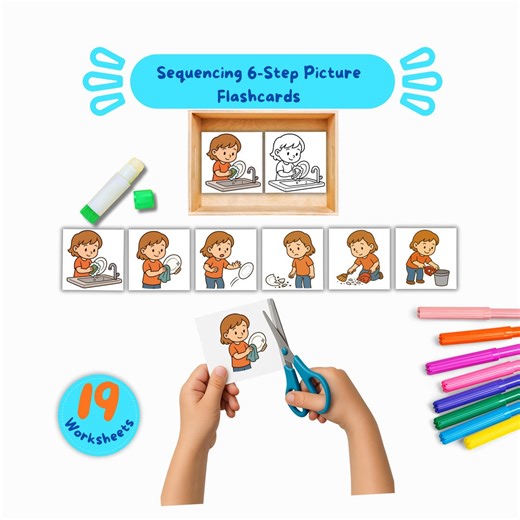 Sequencing 6-step Picture Cards ,printable Story Activity for Kids ,cut and Paste PDF - Etsy
