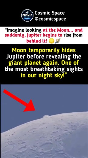 Jupiter Rising From Behind the Moon! 🌕🪐 | A Rare Cosmic View #Shorts