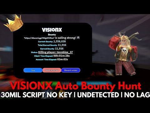 VisionX Hub Auto Bounty Hunt Script Blox Fruits Undetected + Fruits Giveaways | Scripts Blox Fruits!