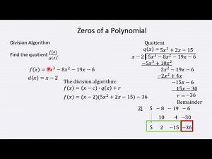 MAC1147: Division Algorithm, Factor and Remainder Theorems