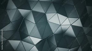 Triangulated polygonal surface. Abstract 3D render of futuristic low poly shape. Seamless loop animation 4k UHD (3840x2160)