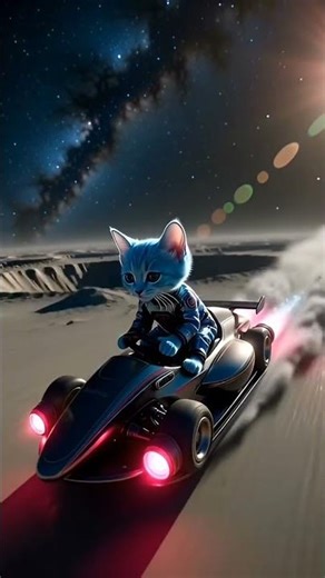 Neon Kitten Racing an F1 Hover Car on the Moon! 🚀🐾