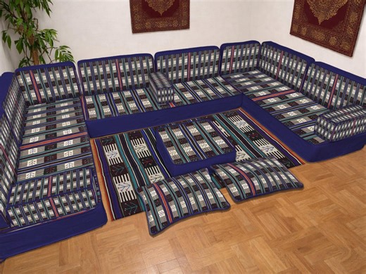 Deep Blue Tribal Pattern Floor Sofa Seating, Modern Ethnic Cushion Living Room Decor, Handmade Kilim Floor Cushion Seating - Etsy Australia