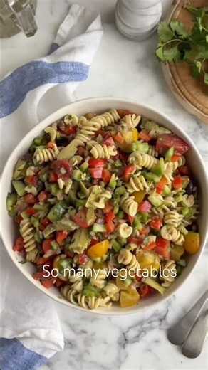 Mediterranean Pasta Salad #recipe healthy and then packed with vegetables