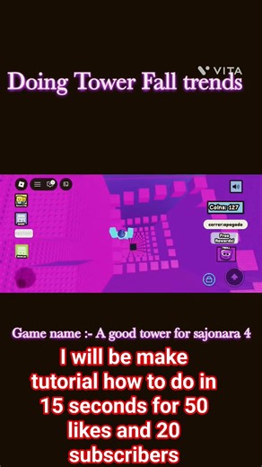 Doing tower fall 🏰🗼 trend and i will make tutorial how to do this #trendingshorts #videos #roblox