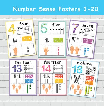 Number Sense Posters 1-20. Preschool Math Activities, Number Recognition