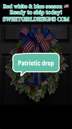 POV: your front door is ready for Memorial Day, the 4th of July, and all the patriotic summer nights 🇺🇸✨ I absolutely love decorating for patriotic season because it feels so warm and nostalgic. Front porch sitting, flags waving, cookouts with family, fireworks in the distance… this wreath just brings all of that together ❤️ This one is full of bold reds, bright whites, layered blues, and so much texture. Ready to ship! #patrioticdecor #patrioticwreath #fourthofjulydecor #frontdoordecor #fyp