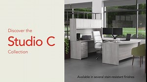 Bush Business Furniture Studio C 2 Drawer Mobile File Cabinet in Modern Hickory, Rolling Storage Solution, Home or Office Filing Organizer