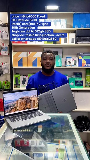 price = Ghc4000 Fixed Dell latitude 5410 intel(r) core(tm) i7 2.1ghz with 8CPUs 10th Generation 16gb ram ddr4 | 512gb SSD 4gb video memory and 128MB Dedicated graphics high definition audio device hd webcam | wi-fi | bluetooth |type-c port | Keyboard Light | HDMI windows 10 64bit | 14 inches hd display •pre-owned from UK 🇬🇧 | Very Neat 3 months warranty No swapping allowed please our delivery service is only within accra for now shop location: teshie first-junction - accra call or what’sapp 05