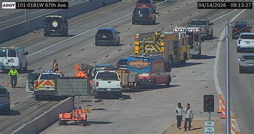 Watch: Driver rear-ends vehicles slowing down for crash on Loop 101 in Glendale