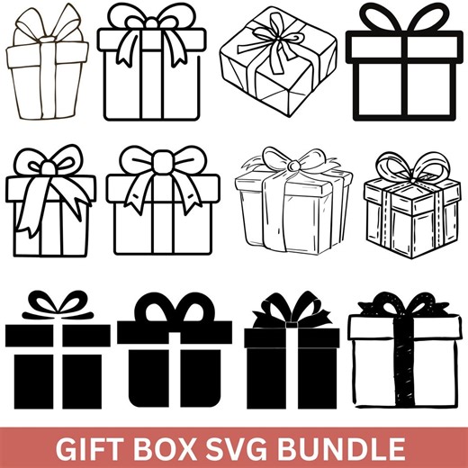 Gift Box SVG Bundle, Clipart, Cut Files for Cricut (digital Download) - Etsy