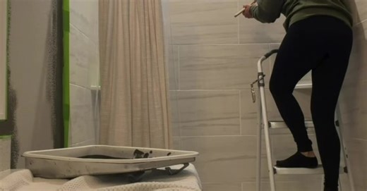 Stepstool Balanced On The Bathtub Slips Off
