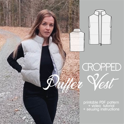 PATTERN Crop Puffer Vest | Crop Vest | Crop Top | Jersey Puffer Vest Jacket Upcycle | Pdf Sewing Digital Pattern | Size Xxs/xs/s/m/l/xl/xxl - Etsy
