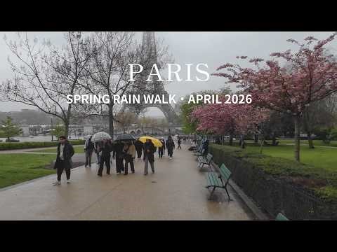🇫🇷 Paris Walk – Spring Rain at the Eiffel Tower (No Talking) [4K 60fps]
