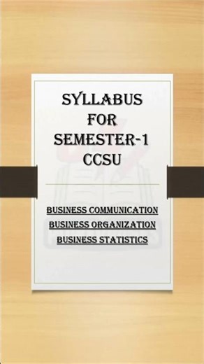 Syllabus For Semester-1 CCSU