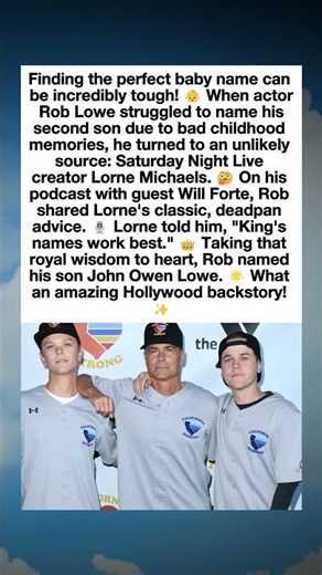 How Lorne Michaels Helped Rob Lowe Name His Son #RobLowe #LorneMichaels