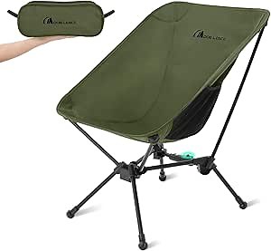 MOON LENCE Portable Camping Chair, Lightweight Folding Backpacking Hiking Chair, Plus Size Compact Yet, Support 330 lbs (Green)