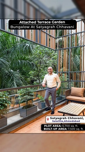 Prashant Parmar Architect® | Architect & Interior Designer on Instagram: "TERRACE GARDEN — Bungalow at Satyagrah Chhavani 🌿✨ Elevated and ground-level gardens connect seamlessly with the interiors, bringing nature in and light ☀️ into the home. Architectural screens and latticework filter sunlight, frame views, and ensure privacy 🌿, while layered landscaping and breezy terraces create serene outdoor retreats for relaxation and family moments. . 𝗣𝗥𝗢𝗝𝗘𝗖𝗧 𝗗𝗘𝗧𝗔𝗜𝗟𝗦: 🏠 Project Name: “