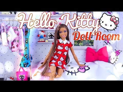 DIY - How to Make: Hello Kitty Doll Room | Bed | Bedding | Shelving & More