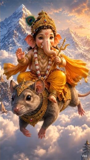 🌨️✨ Divine Journey of Bal Ganesha Through the Himalayas ✨🐭