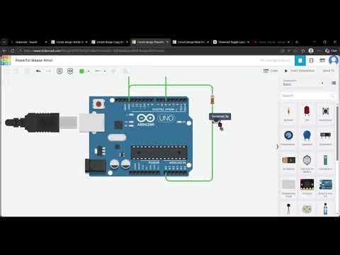Simulasi nyala dan mati Led light | dengan 1x push button | tinkercad