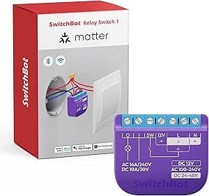 SwitchBot WiFi Switch Compatible with Alexa/Apple Home/Google Home/Matter (Hub Required), Power-Measuring Relay Switch Module with Integrated Bluetooth Repeater and Dry Contact, 2.4 GHz, 16 A