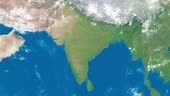 An Earth zoom satellite view to India and surrounding countries.