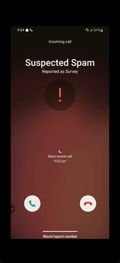 Samsung galaxy M21 2021 Incoming call Fakes | Suspected spam | Reported as Survey | Read the Decs