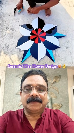 Amazing Tiles Works💥മനോഹരമായ ഒരു Flower Design♥️#tiles #ceramic #tilesdesign #ytfeed #ytshort