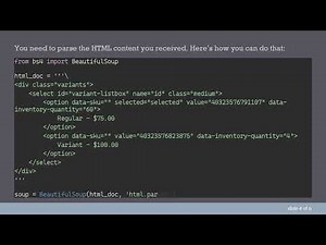 How to Retrieve data-inventory-quantity from option Tags with Python and BeautifulSoup