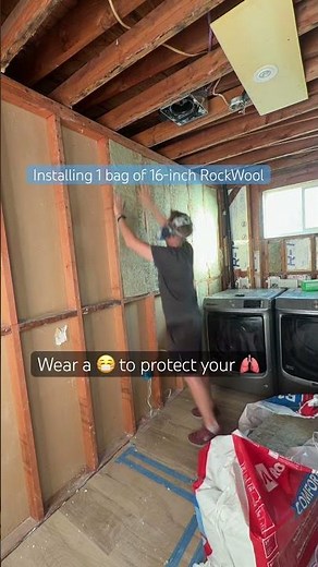 Installing a bag of 16-inch RockWool insulation batts #diy #homeprojects #diytip #rockwool Timelapse