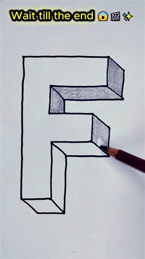 3D Letter F Drawing ✍️ Easy Optical Illusion Trick 😲 #shorts