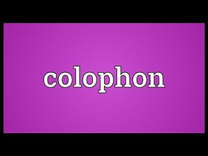 Colophon Meaning