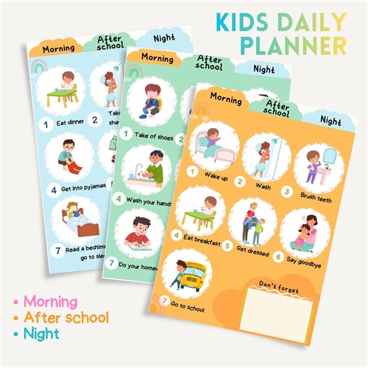 Kids Daily Routine Chart | Visual Schedule for Toddlers (digital Planner) - Etsy