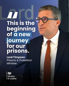 2.2K views · 21 reactions | More prison places, better training and a fresh focus on public protection and rehabilitation. That’s the vision for the prison system Lord Timpson, Minister for Prisons, Probation and Reducing Reoffending, set out at the Prison Governor’s Association conference. More: https://www.gov.uk/government/speeches/prison-governors-association-speech | Ministry of Justice UK | Facebook