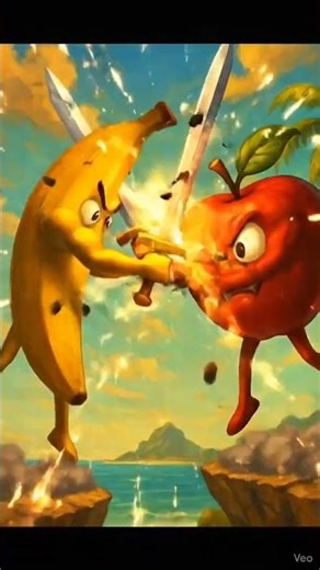 “Apple vs Banana EPIC Sword Fight 🍎⚔️🍌 | Ultimate Island Battle Animation (4K) #banana #apple #sword