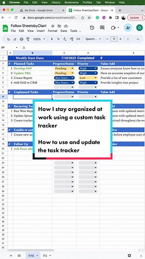 How to use and update the custom task tracker in Google Sheets that I use to stay organized at work! #tasktracker #organized #customtracker #work #forgetful #worksmarternotharder #googlesheetstutorial #googlesheetstips #learngooglesheets #googlesheets #gsheets #data #excel #spreadsheet #LearnOnTikTok